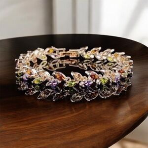 Elegant Multicolor Gemstone Bracelet 925 STAMPED